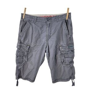Y2k Worn Mens Shorts 34 Gray Cargo Outdoor Flexwear Hiking Fishing Hiking Vtg